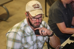 Amateur Radio operator makes a two-way radio contact.